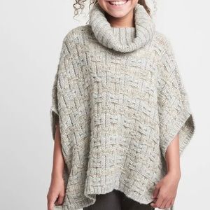GAP Kids Girls Shimmer Basketweave Knit Poncho